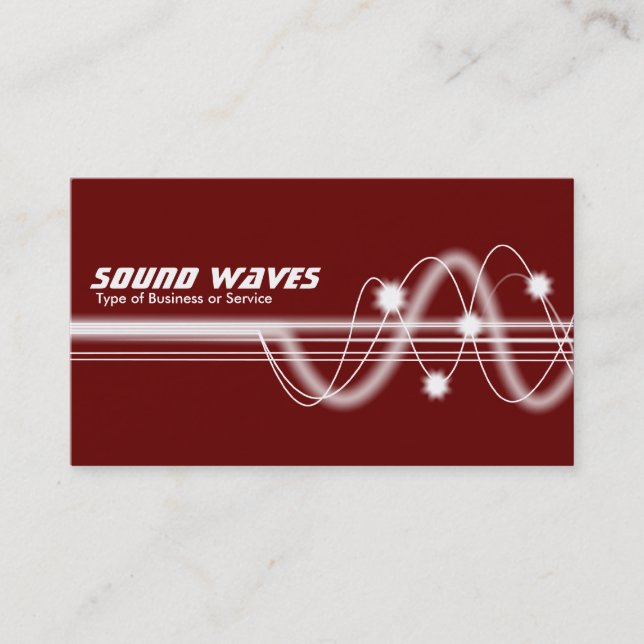 Sound Waves - Dark Maroon Business Card (Front)