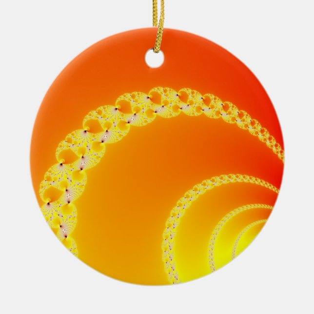 Sound Waves Fractal Art Ceramic Ornament (Front)