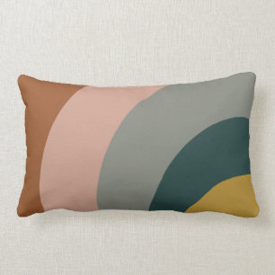 Sound Waves Pattern in Rust, Mustard, Blush, Grey Lumbar Pillow