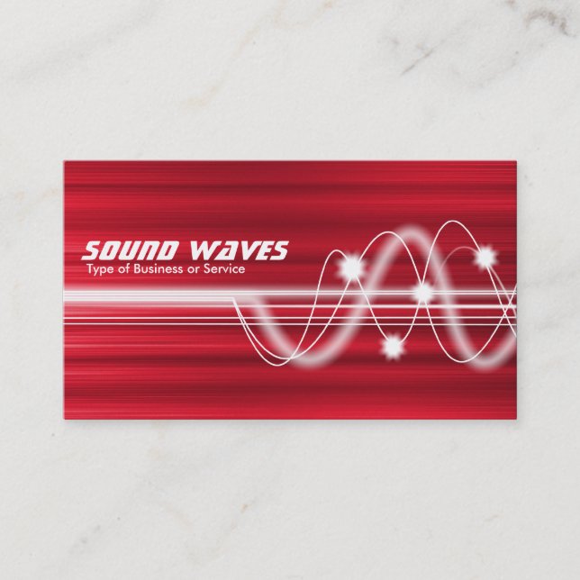 Sound Waves - Red Brushed Texture Business Card (Front)