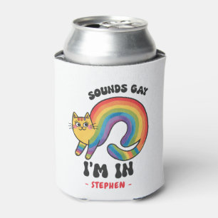 Sounds Gay, I’m In – Rainbow Cat LGBTQ Pride Can Cooler