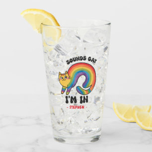 Sounds Gay, I’m In – Rainbow Cat LGBTQ Pride Glass