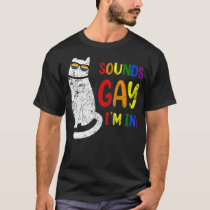 Sounds Gay I'm In Rainbow Cat Pride Retro Cat Gay T-Shirt