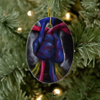 Sounds Of A Blue Heart Anatomical Human Organ Art Ceramic Ornament