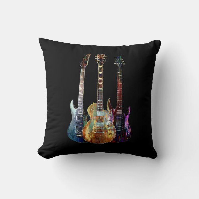 Sounds of music. Colorful guitar Throw Pillow (Front)