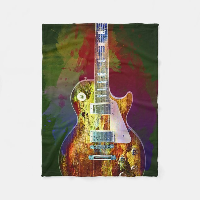 Sounds of music. Colourful guitar Fleece Blanket (Front)