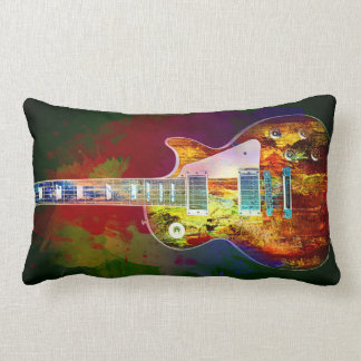 Sounds of music. Colourful guitar Lumbar Pillow
