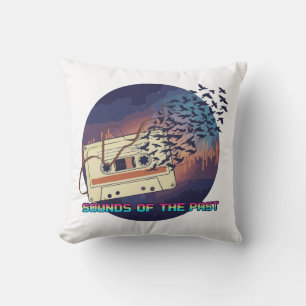 Sounds of the Past Retro 80s Cassette Tape Music Throw Pillow