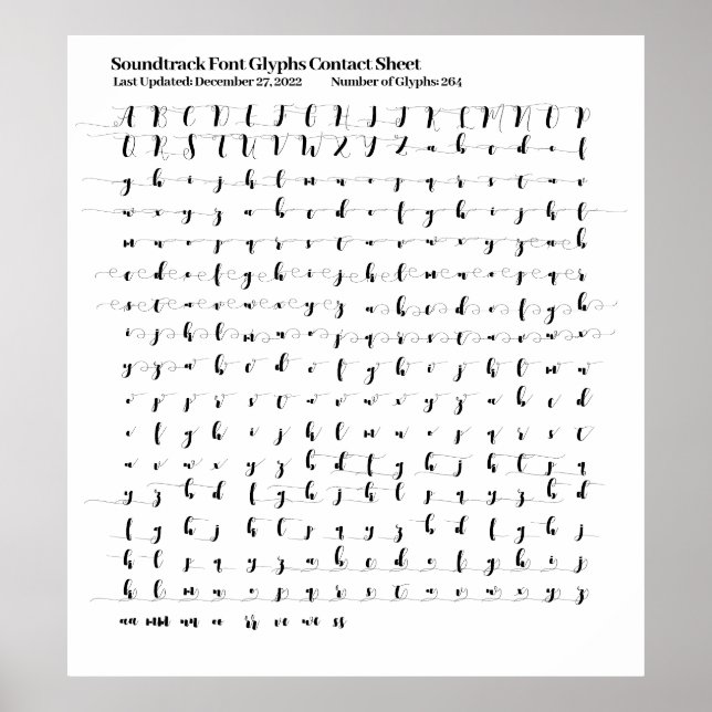 Soundtrack Police Glyphes Contact Sheet Poster (Devant)