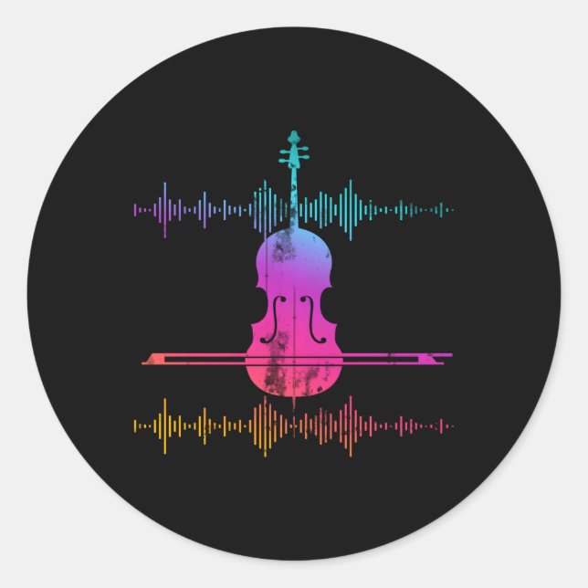 Soundwaves Cello Classic Round Sticker (Front)