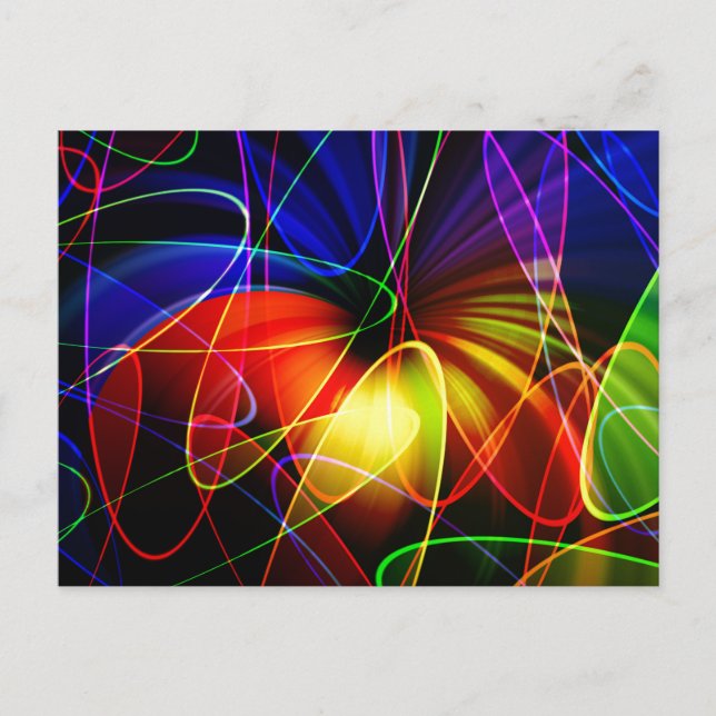 Soundwaves Neon Fractal Postcard (Front)