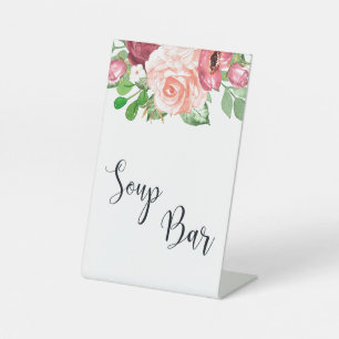 Soup Bar Floral Pedestal Wedding Sign