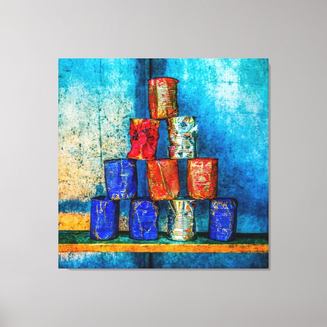 Soup Cans After The Lunch Pop Art Parody Canvas Print (Front)