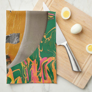 soup dancers collage kitchen towel