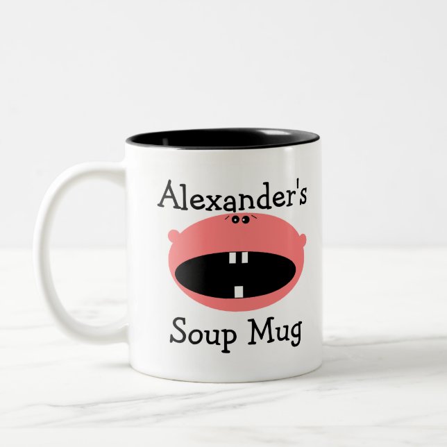 Soup Mug-Personalize Name Two-Tone Coffee Mug (Left)