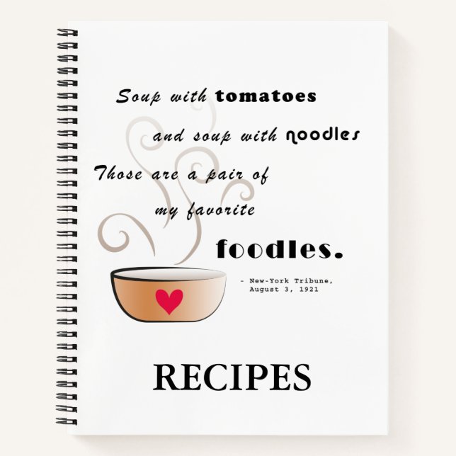 "Soup - my favourite foodle" Recipe Notebook (Front)