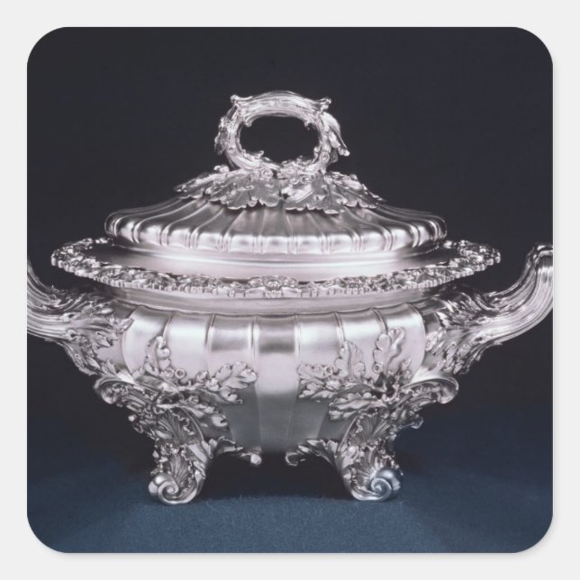 Soup tureen, one of a pair, made by Paul Storr Square Sticker (Front)