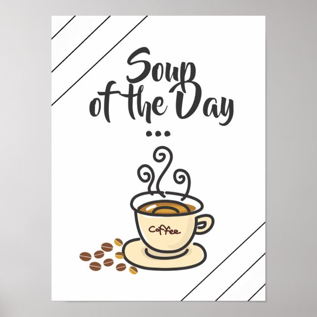 Soupe du jour, Poster drôle de café (Devant)