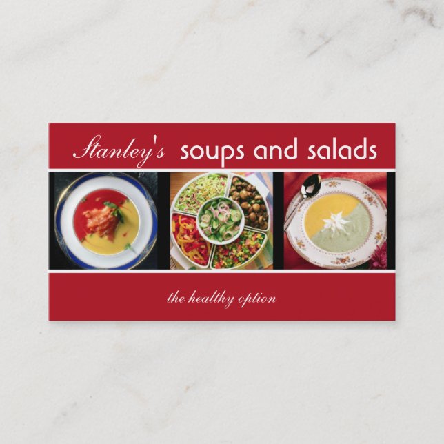 Soupes et salades - cartes de visite alimentaires (Devant)