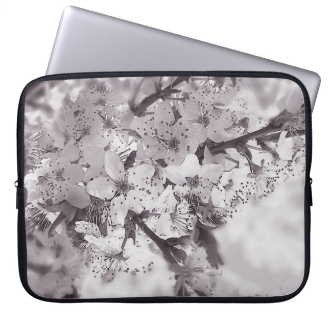 Sour Cherry Tree Black And White Laptop Sleeve (Front)