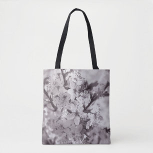 Sour Cherry Tree Black And White Tote Bag