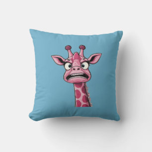 Sour Face Pink Giraffe Throw Pillow