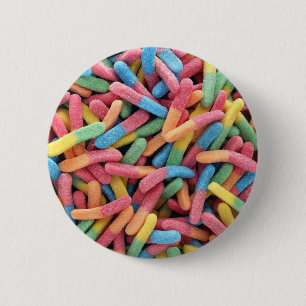 Sour Gummy Worms 2 Inch Round Button