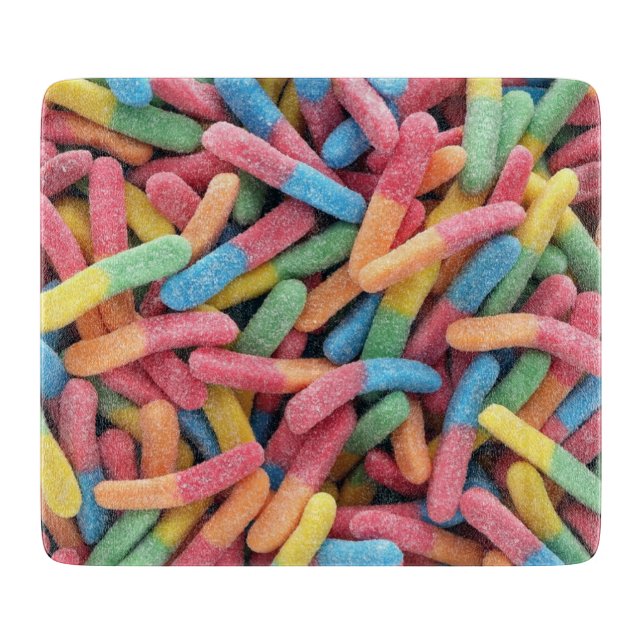 Sour Gummy Worms Cutting Board (Front)