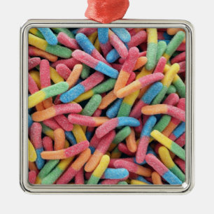 Sour Gummy Worms Metal Ornament