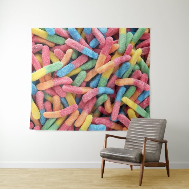 Sour Gummy Worms Tapestry (In Situ (Horizontal))