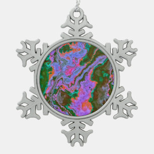 Sour Marble Snowflake Pewter Christmas Ornament
