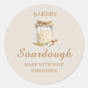 Sourdough Bakery Watercolor Jar Round Sticker