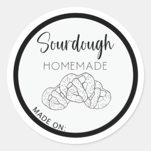 SOURDOUGH PRETZEL LABEL, SOURDOUGH BAKING CLASSIC ROUND STICKER