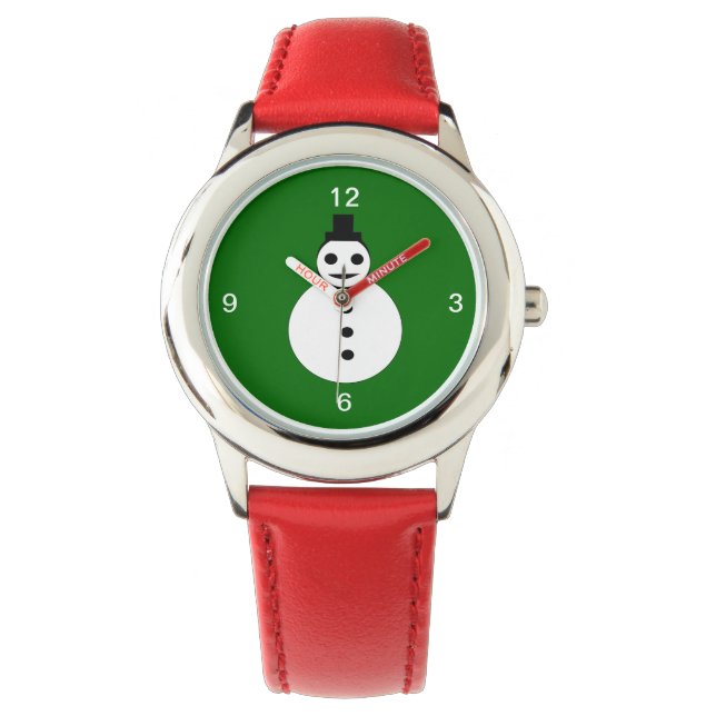 Souriant Noël Snowman Enfants Montre avec le nombr (devant)