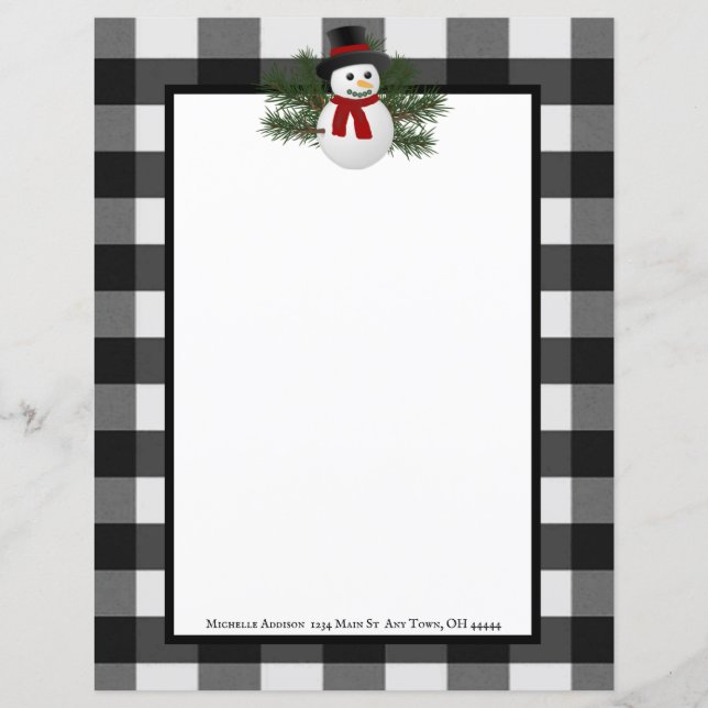 Souriant Snowman Buffalo Papier Plaid (Devant)