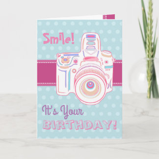 Souriez ! C'est ton anniversaire ! Carte Caméra Cu