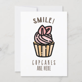 Souriez ! Cupcakes ici carte design rose