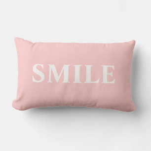 Souriez et riez rose et blanc coussin