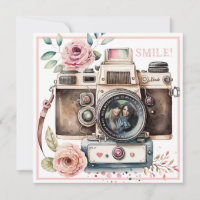 Sourire | Caméra Vintage Carte photo d'anniversair