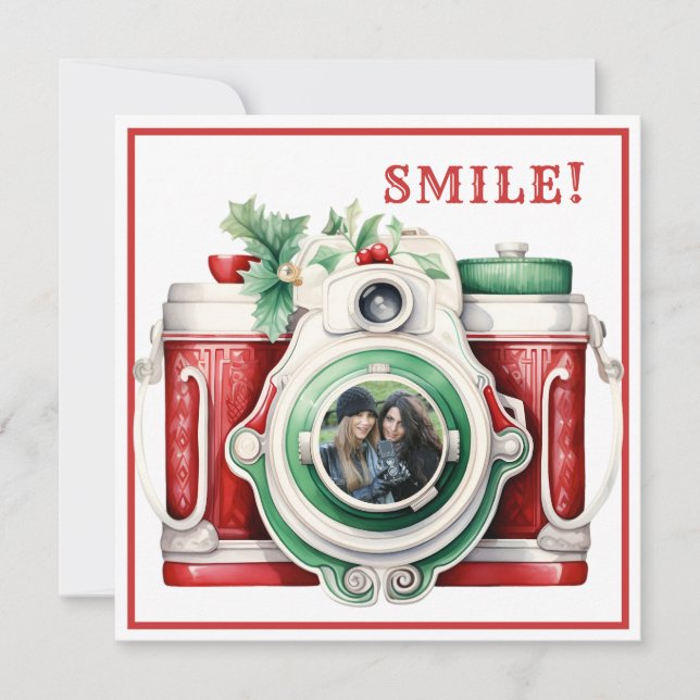 Sourire | Carte photo de Noël de l'appareil photo  (Devant)