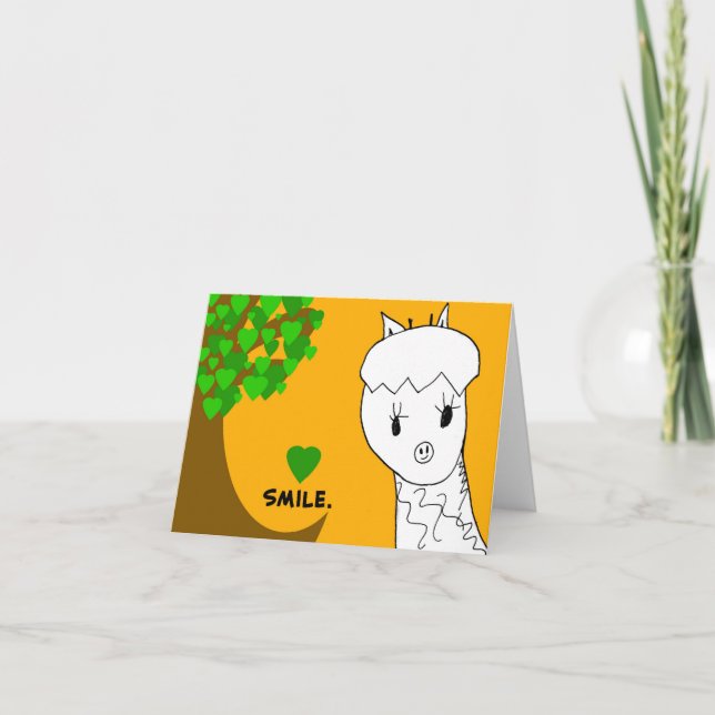 Sourire ! Carte pour notes de girafe (Devant)