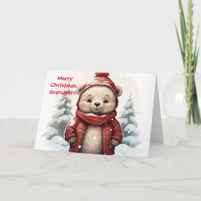 SOURIRE NOËL PORTER CARTE POUR GRANDSON (Devant)