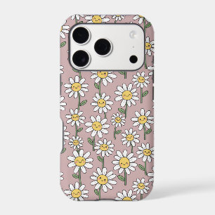 Sourires de marguerite heureuse Motif floral rose