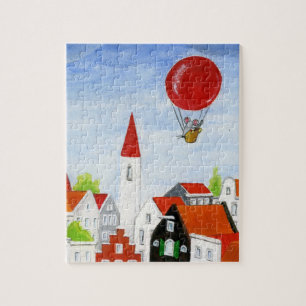 Souris à bulles et puzzle des toits