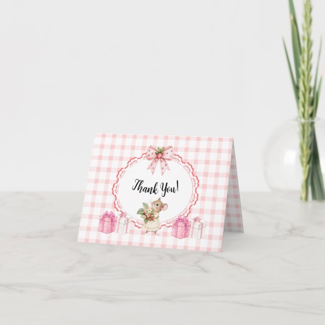Souris aux fraises Baby shower Carte de remercieme (Devant)