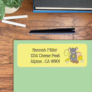 Souris avec fromage jaune Adresse de retour Label