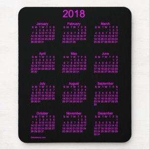 Souris Calendrier 2018 rose au néon par le tapis de
