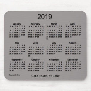 Souris Calendrier 2019 gris de cuirassé par le tapis de