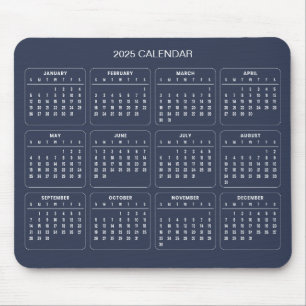 Souris Calendrier 2025 simple mais élégant   Tapis de sou