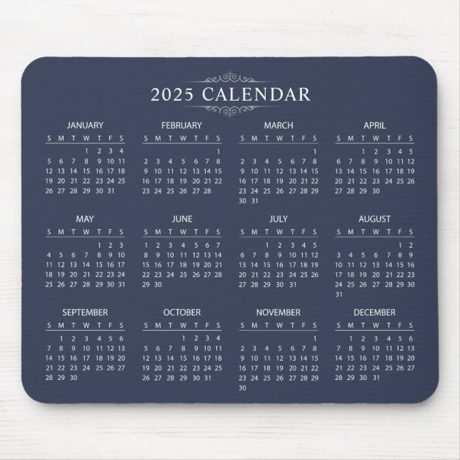 Souris Calendrier 2025 simple mais élégant | Tapis de sou (Devant)
